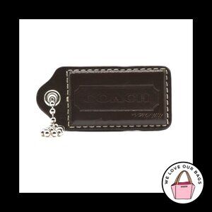 2.5" Large COACH Mahogany Brown Leather Nickel Fob Bag Charm Keychain Hang Tag